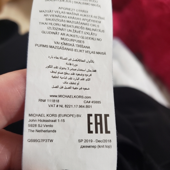 Michael Kors Black Blouse Cutwork Sleeves Size Large - Picture 6 of 6